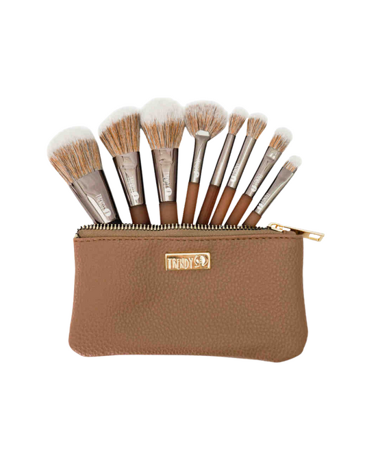 Kit De Mini Brochas Trendy Viajeras + Cosmetiquera