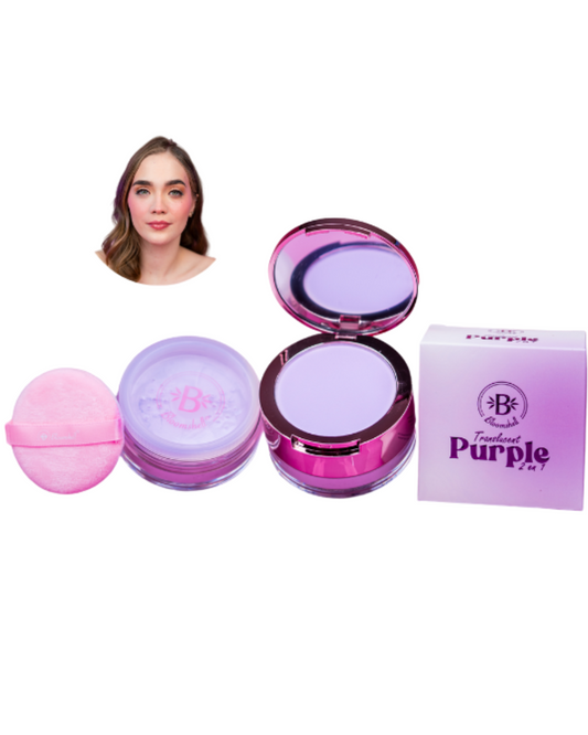 Polvo suelto traslucent 2 en 1 grande purple