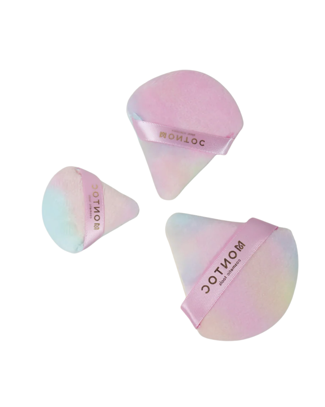 Set de borlas triangulares para maquillaje X3 Tornasol Montoc