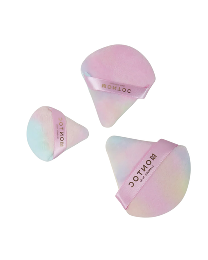 Set de borlas triangulares para maquillaje X3 Tornasol Montoc