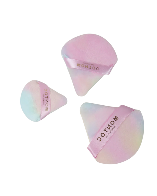 Set de borlas triangulares para maquillaje X3 Tornasol Montoc