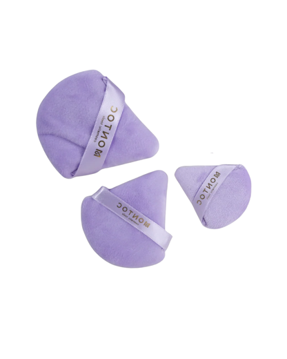 Set de borlas triangulares para maquillaje X3 Lila Montoc