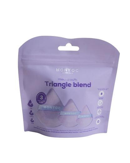 Set de borlas triangulares para maquillaje X3 Lila Montoc